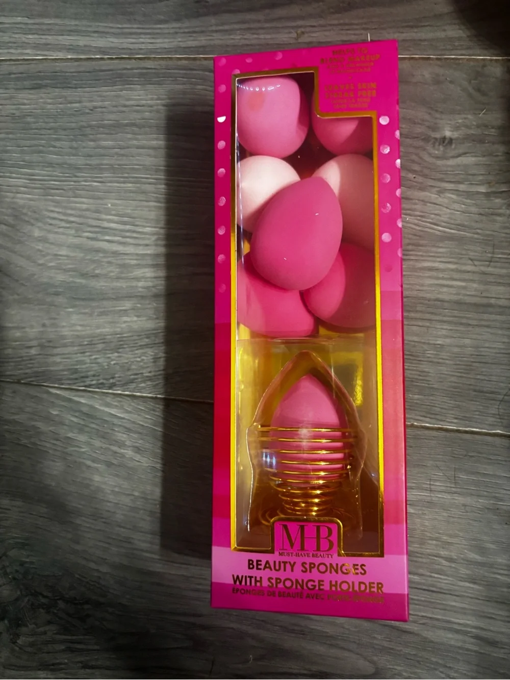 Pink Blending Sponge Set with Gold Holder